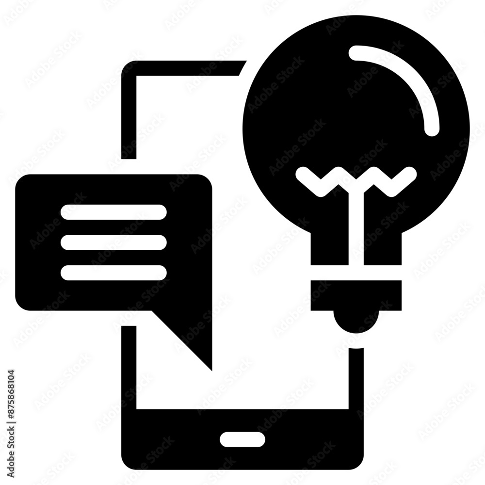 mobile talking learning bulb knowledge solid glyph mobile talking learning bulb knowledge solid glyph