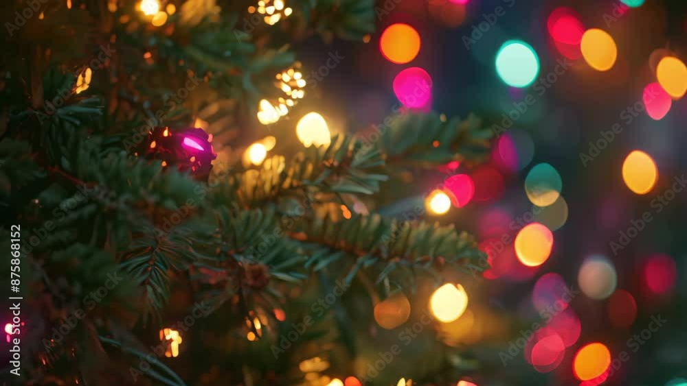 Festive Christmas lights shining brightly on a tree, creating a warm and cheerful holiday scene, Festive lights twinkling in the background Festive Christmas lights shining brightly on a tree, creating a warm and cheerful holiday scene, Festive lights twinkling in the background