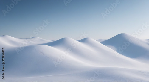 Beautiful winter landscape with snowdrifts on blue sky background.