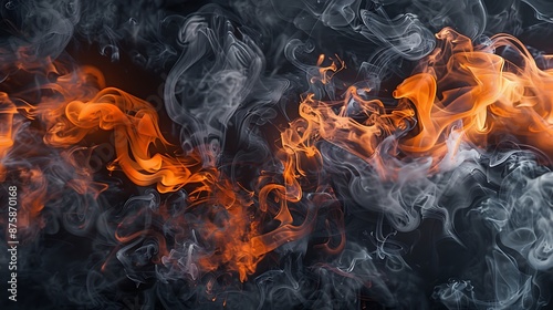 Desktop with orange and black smoke very detailed and realistic shape