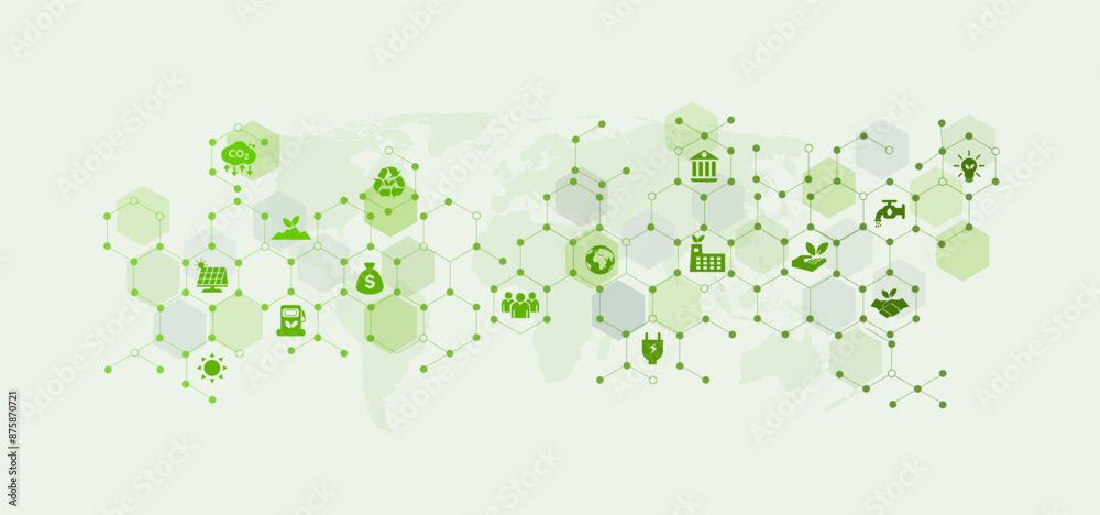 Environmental, social and governance icon concepts in sustainable and green business. on a gray background Environmental, social and governance icon concepts in sustainable and green business. on a gray background
