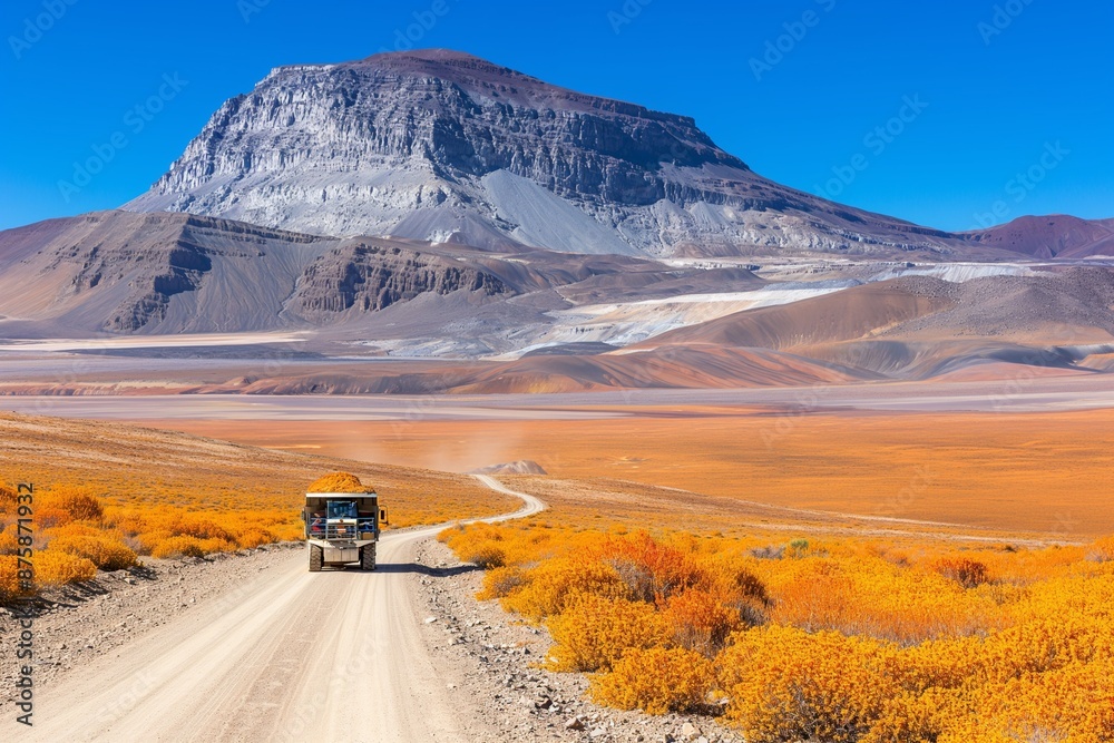 Overland Truck Journey Through Vibrant Desert Landscape Overland Truck Journey Through Vibrant Desert Landscape