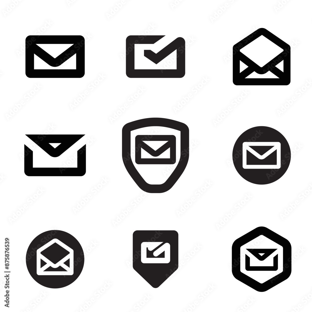 Set of email envelope and message icons. Mail icon Set of email envelope and message icons. Mail icon