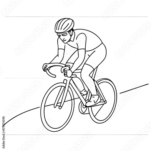 a racing cyclist on a racer bike, line art vector illustration isolated on a white background (24)