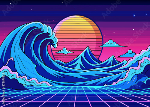 Anime Style Blue Water Wave