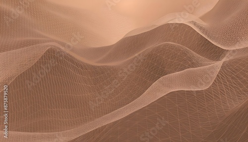 This image displays a 3D rendering of a desert-like landscape with smooth, undulating sand dunes under a soft, warm lighting.