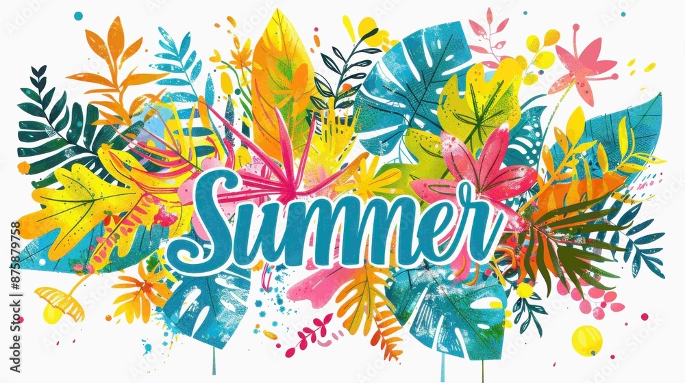 Colorful leaf summer illustration background with a summer vibe Colorful leaf summer illustration background with a summer vibe