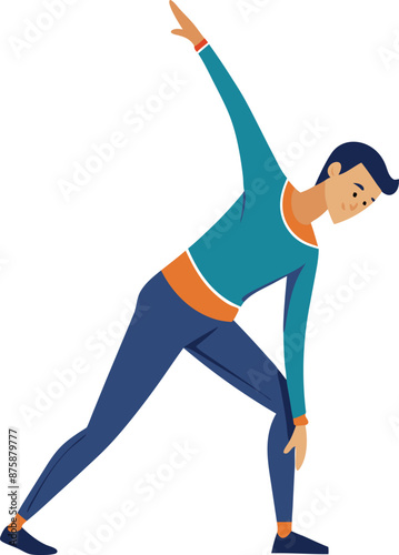 Young Man Doing Side Stretch Exercise Illustration