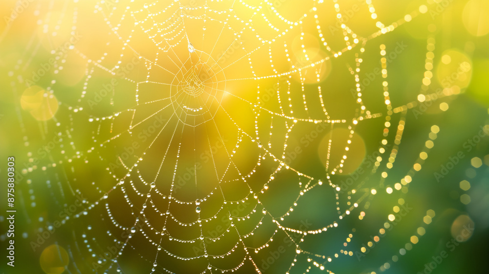 dewdrops on a spider's web, concept of the beauty of nature, created with generative AI technology dewdrops on a spider's web, concept of the beauty of nature, created with generative AI technology