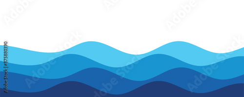 Sea waves layered vector background illustration and sea beach vector illustration.