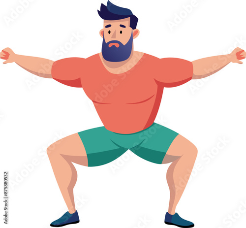 Cartoon Man Exercising With Anxious Expression