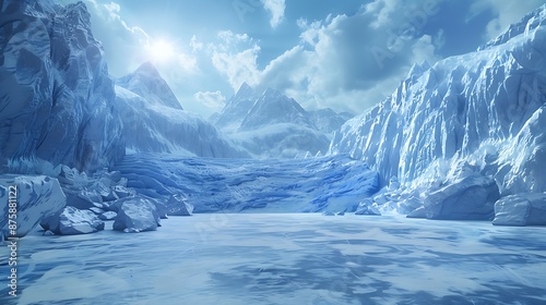 Obraz na płótnie Freezing winter snow result stage floor ice wall stage iced mountain glacier very detailed and realistic shape w salonie