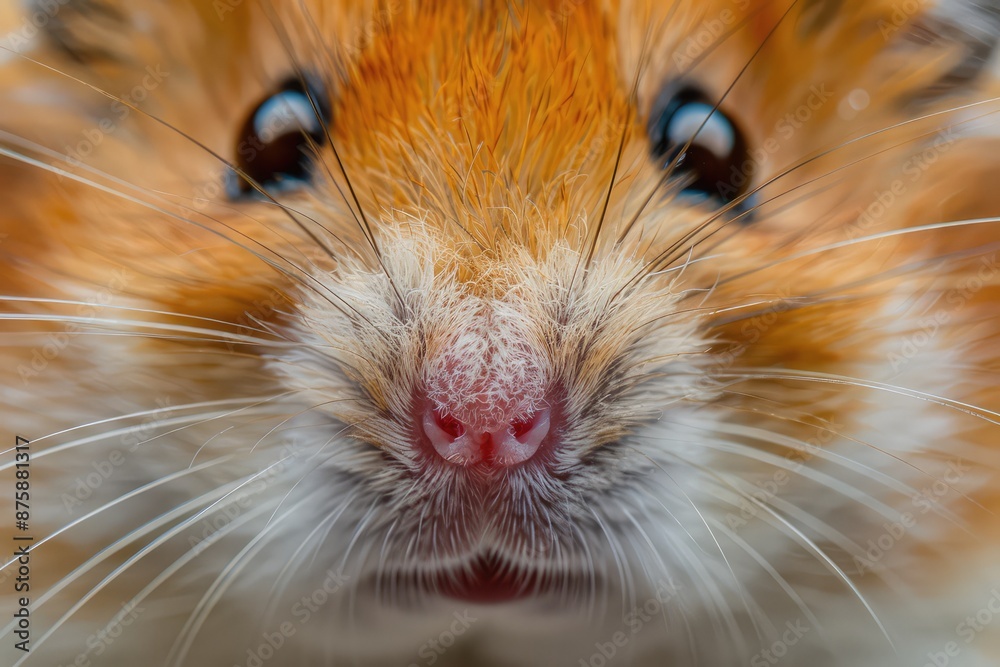 Hamster Close up Portrait, Fun Animal Looking into Camera, Hamster Nose, Wide Angle Lens Hamster Close up Portrait, Fun Animal Looking into Camera, Hamster Nose, Wide Angle Lens