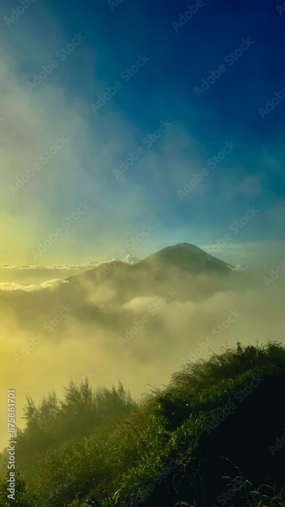 Misty Morning View of Mount Batur, Bali, Indonesia Misty Morning View of Mount Batur, Bali, Indonesia
