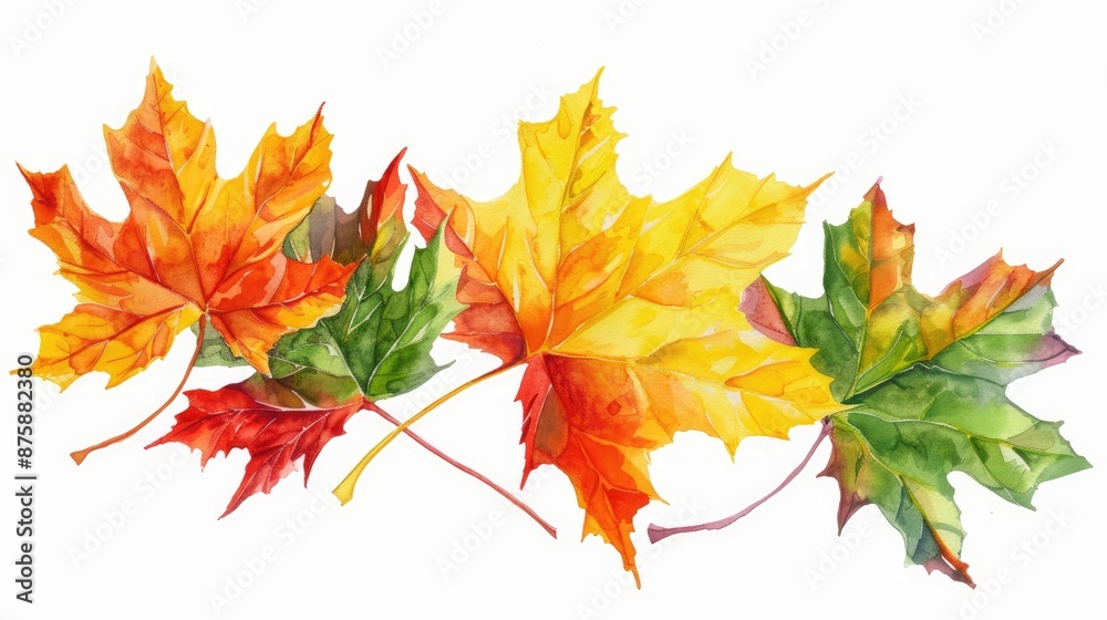 Fototapeta premium Autumn Colorful Maple Leaves Acer platanoides
