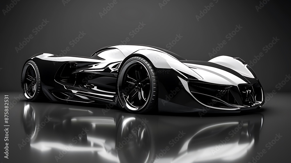 Naklejka premium Generative depiction of a contemporary high end sports vehicle very detailed and realistic shape