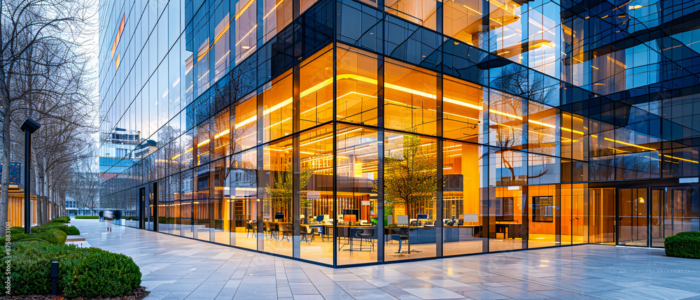 Modern Skyscraper with Glass Facade and Urban Business Architecture Modern Skyscraper with Glass Facade and Urban Business Architecture