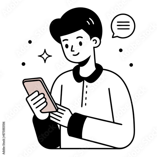 Vector Illustration of a Person Texting on a Mobile Phone