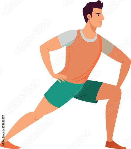 Illustration Of Man Stretching In Athletic Outfit