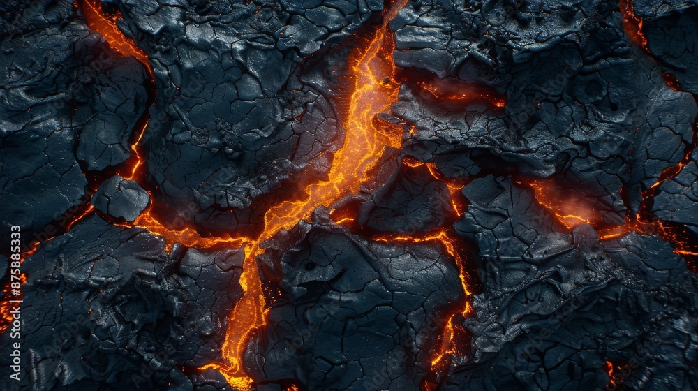 Molten Lava Flowing Through Cracked Earth Molten Lava Flowing Through Cracked Earth
