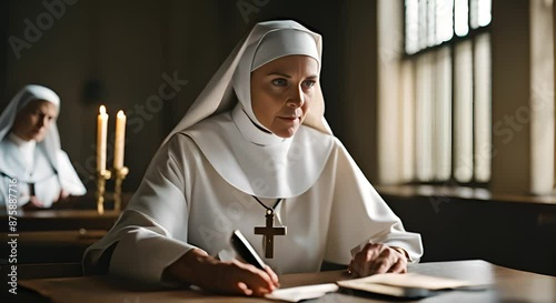 Christian nun in a class. photo