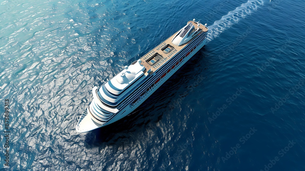 Fototapeta premium Huge cruise ship on the sea as seen from above very detailed and realistic shape