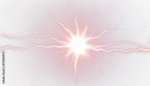 White lightning bolts radiating isolate on transparent background, cutout, png