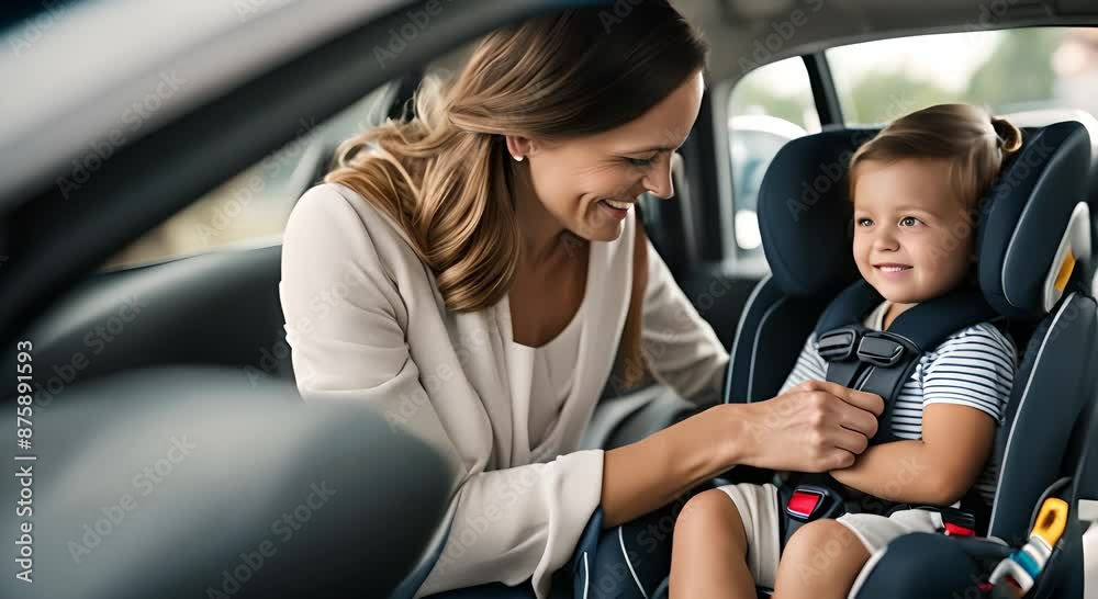 Mother with her son in the car. Mother with her son in the car.