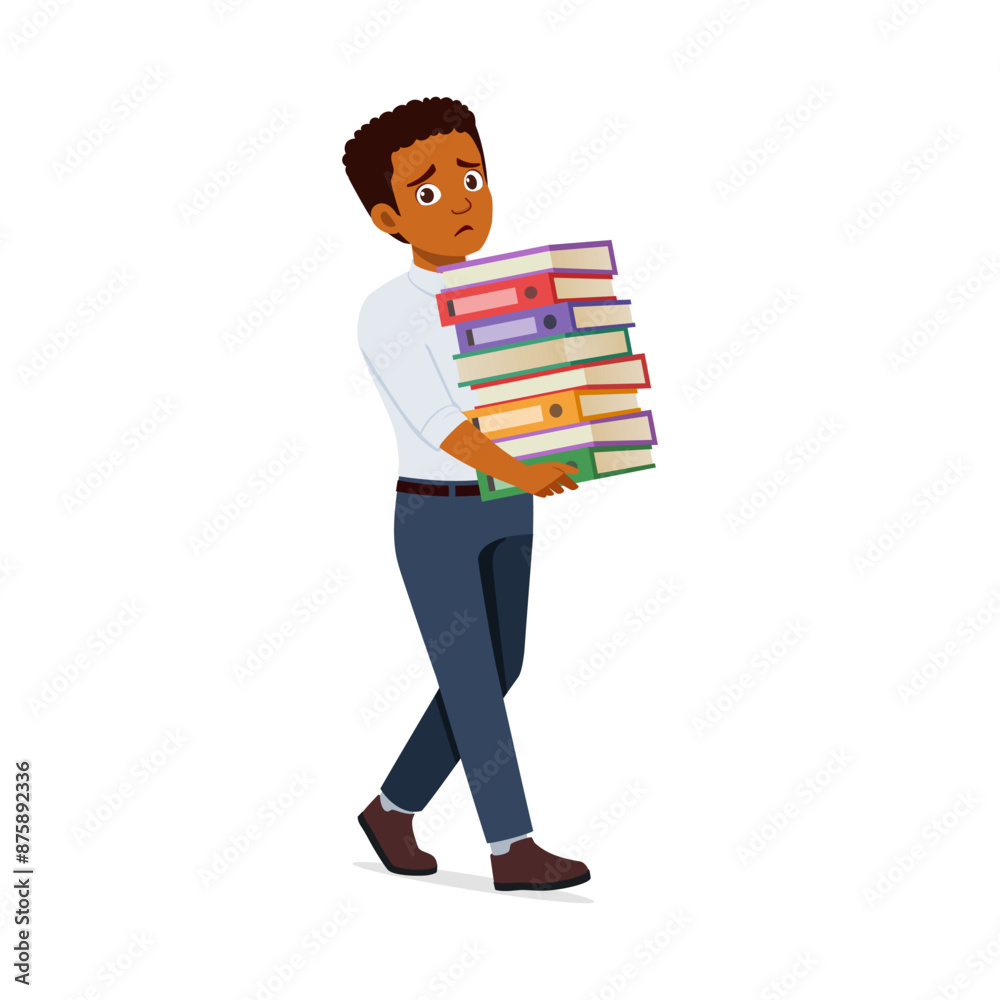 man employee walking and holding stack of paper file document man employee walking and holding stack of paper file document