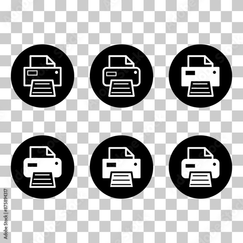 Set of Printer document web icon, printout machine technology flat sign vector illustration