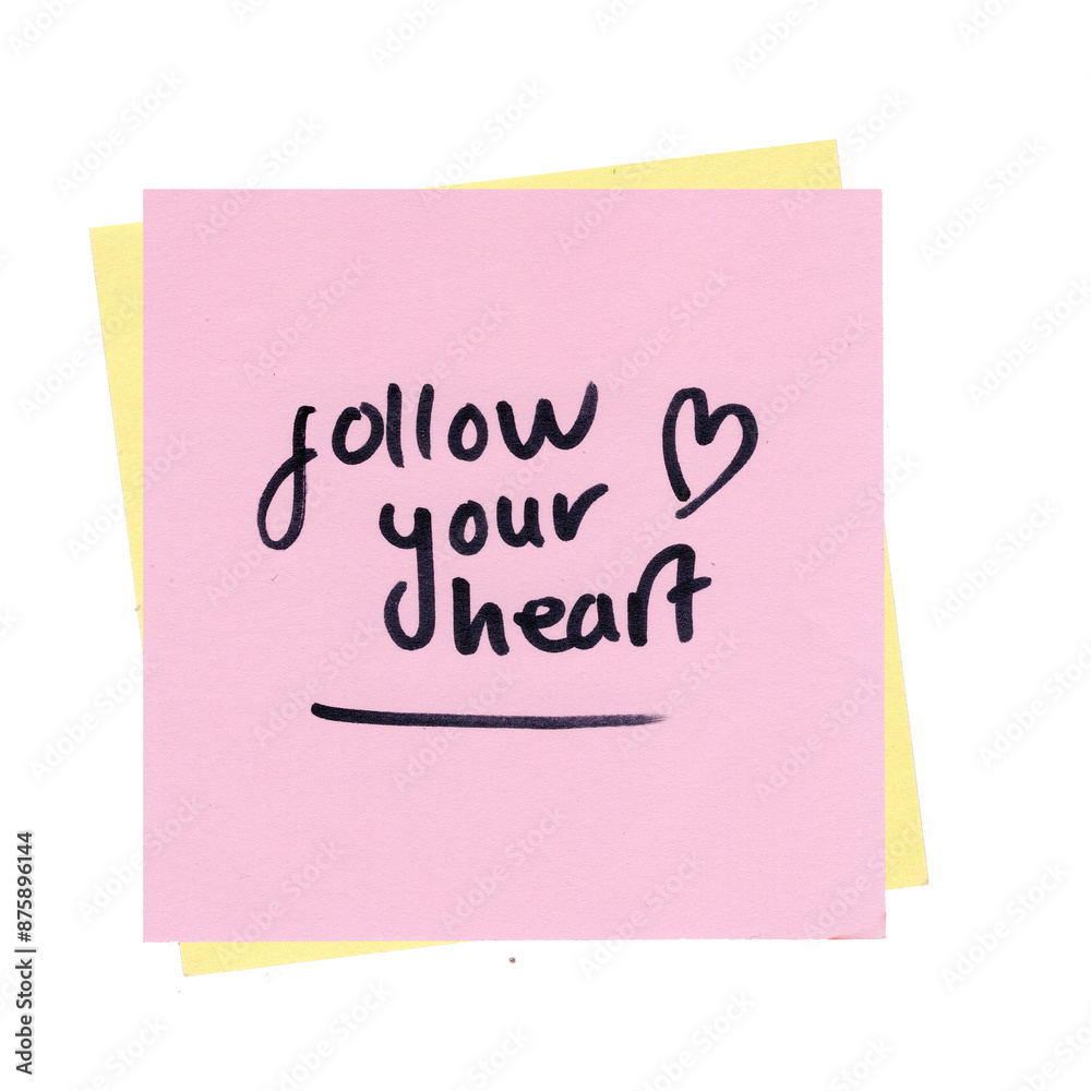 motivational quote sticky note with follow your heart text on it, transparent background motivational quote sticky note with follow your heart text on it, transparent background