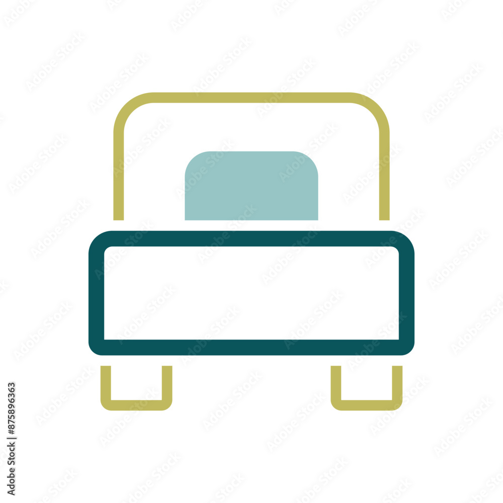 Single bed flat vector isolated icon Single bed flat vector isolated icon