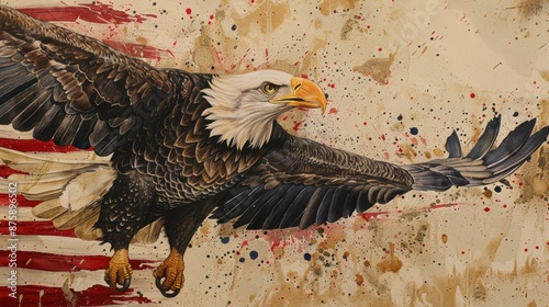 Obraz na płótnie Eagle With American Flag w salonie