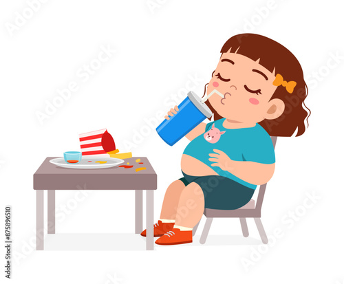 little kid eat fast food and feeling happy