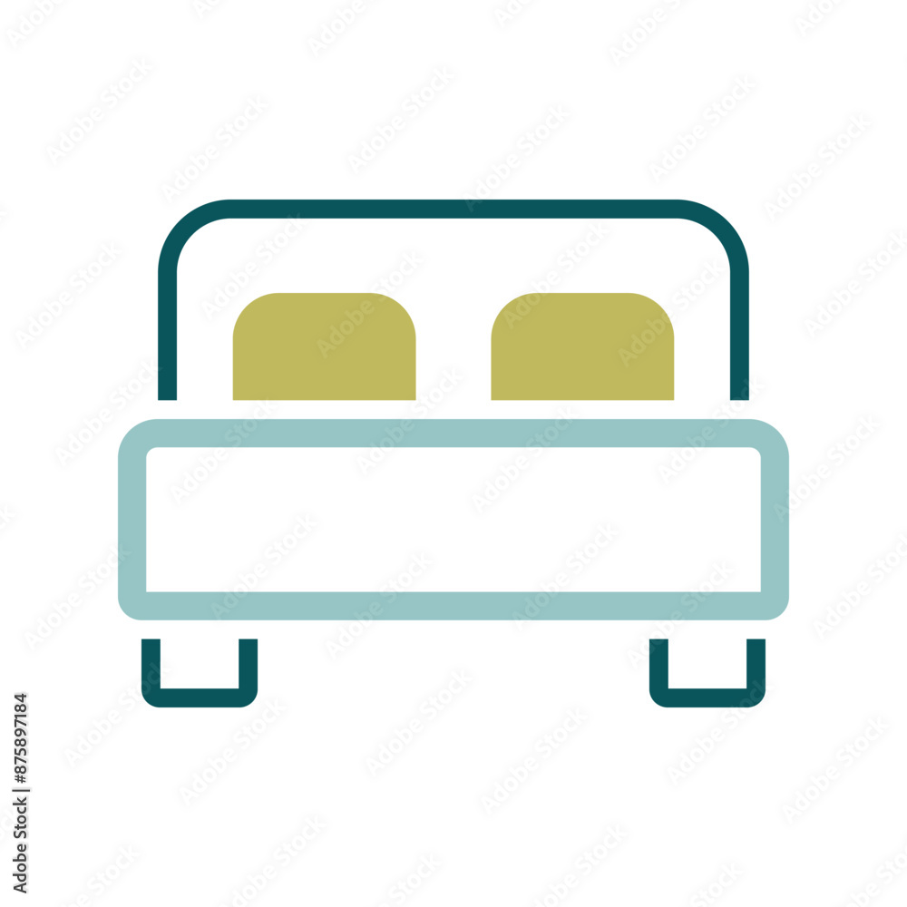 Double bed flat vector isolated icon
