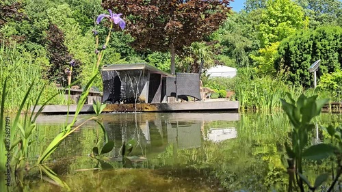 small waterfall in Sauerlandpark Hemer on beautiful summer day photo