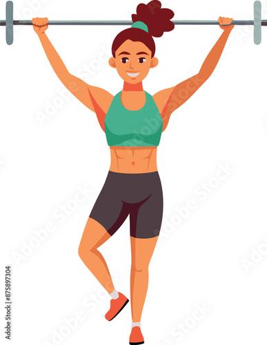 Fit Woman Lifting Barbell and Exercising in Gym