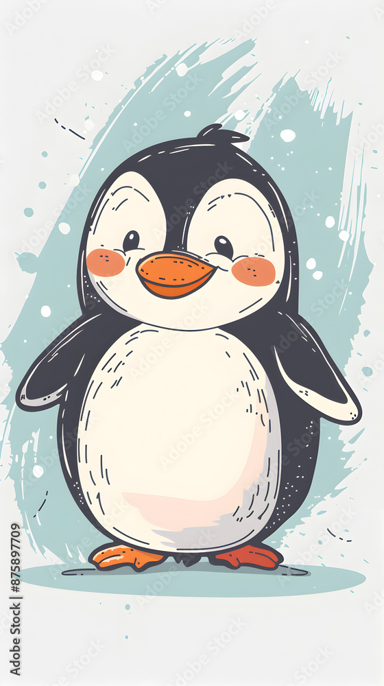 Naklejka premium Cute penguin illustration | High Quality | Wallpaper 