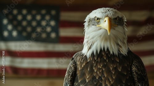 Obraz na płótnie Eagle With American Flag w salonie
