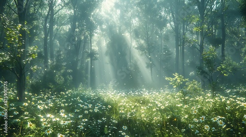 sun rays through the forest