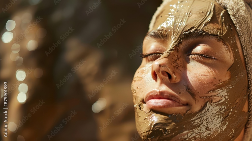 Beautiful Woman Receiving A Mud Therapy . Portrait of spa girl. Beauty, healthcare.