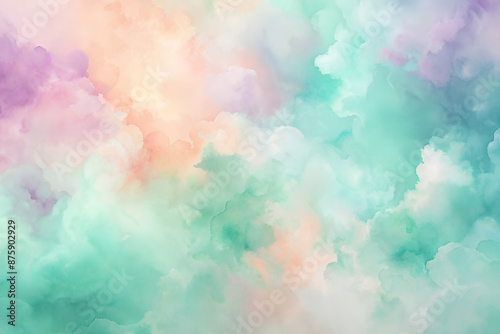 Dreamy watercolor soft pastel abstract background with lavender and mint hues.