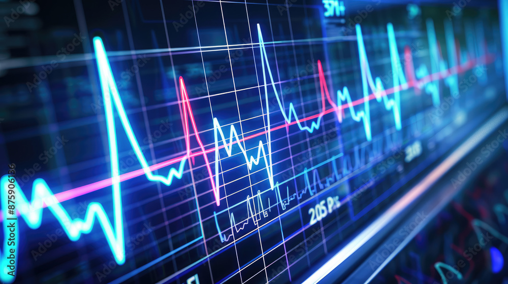 Dynamic Digital Heartbeat Pulse on a High-Tech Monitor Display with Vibrant Colors and Data Visualization Dynamic Digital Heartbeat Pulse on a High-Tech Monitor Display with Vibrant Colors and Data Visualization