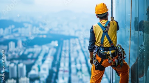 Construction worker working at high place