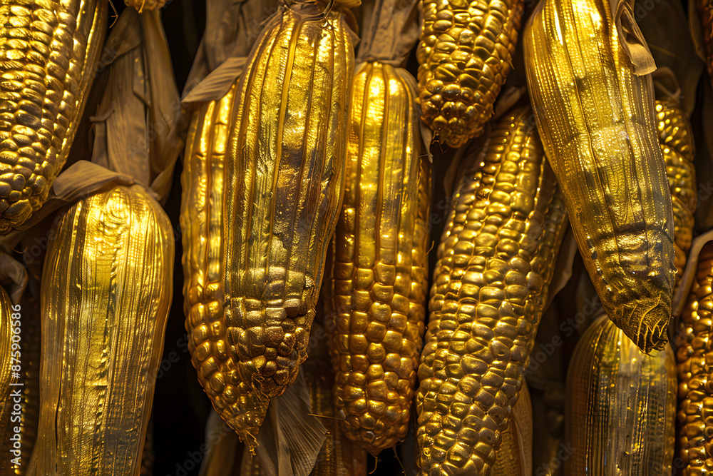 Fototapeta premium Corncobs made of gold
