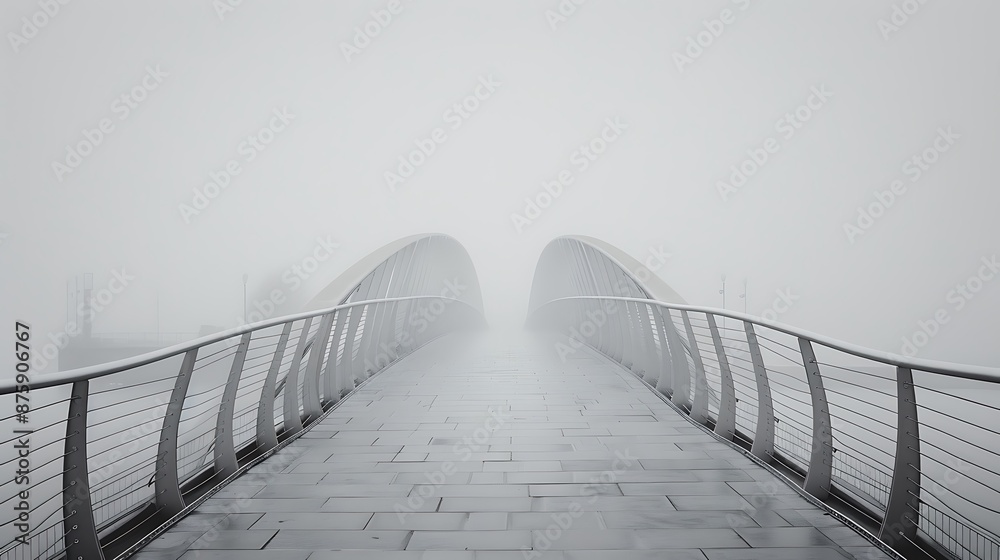 Millennium footbridge during a dense fog morning very detailed and realistic shape Millennium footbridge during a dense fog morning very detailed and realistic shape