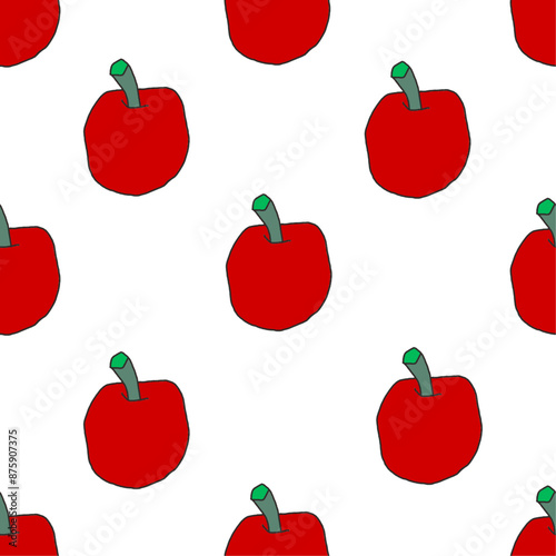 Transparent bottom, seamless pattern with red apples, colors can be easily changed