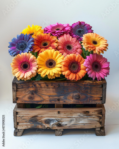 Colorful potted gerbera daisy with large bloo photo