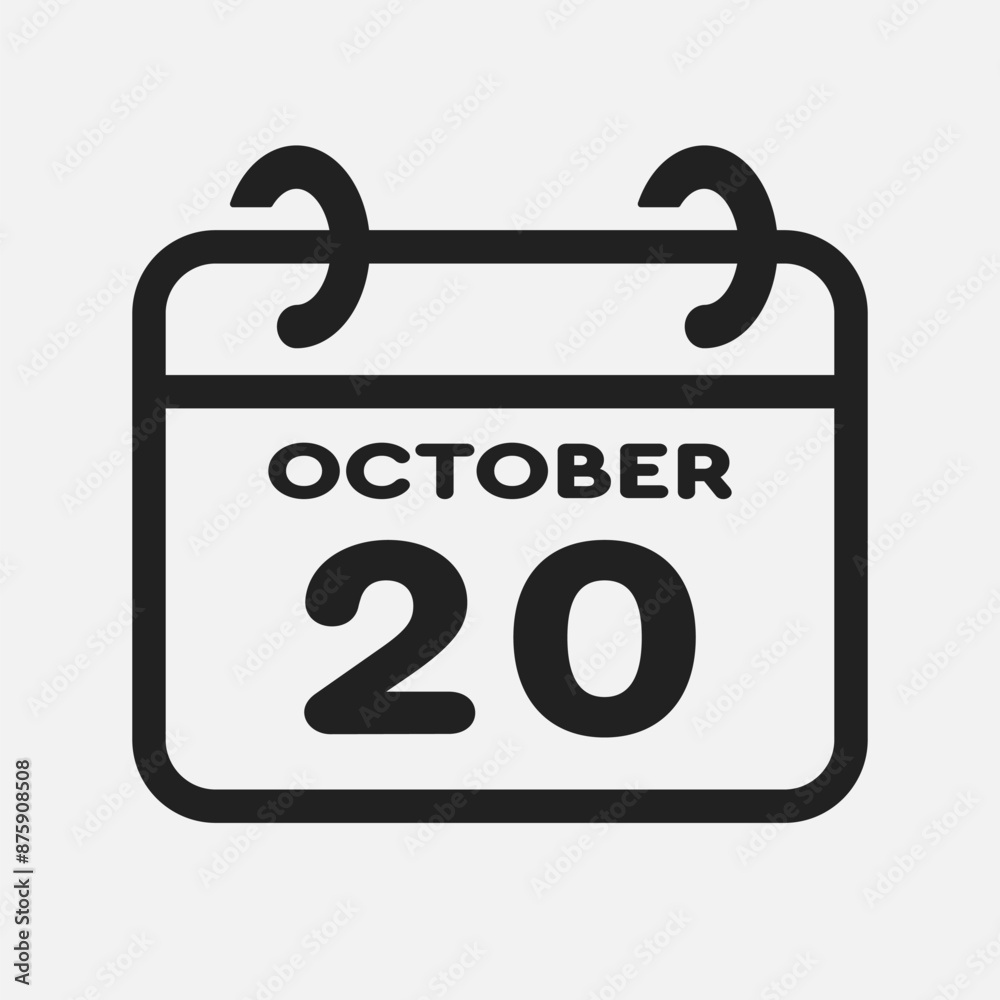 Icon page calendar day - 20 October Icon page calendar day - 20 October