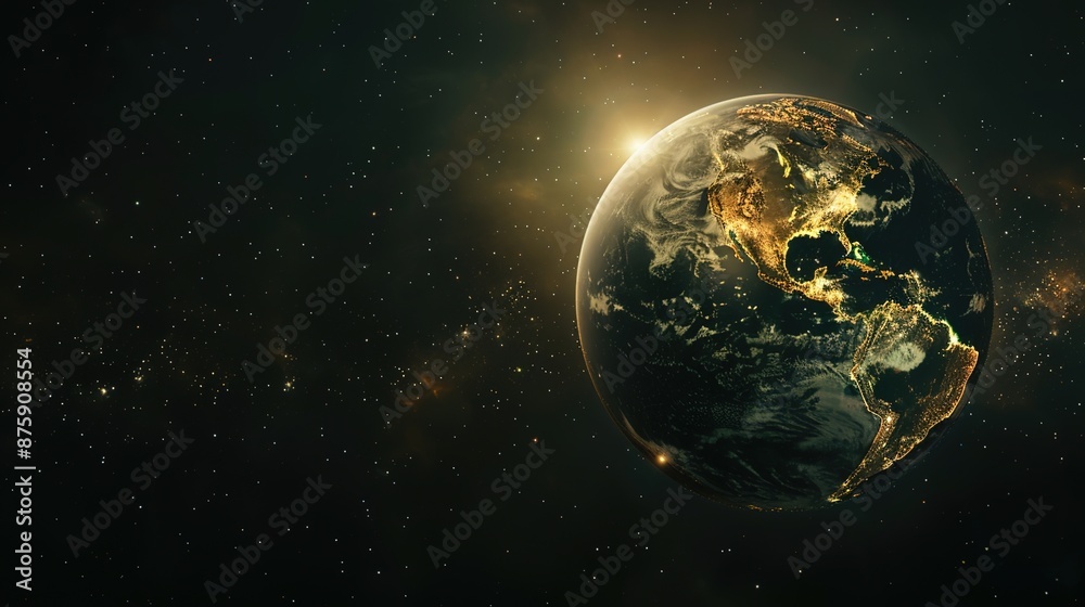 Fototapeta premium Illuminated 3D Globe Floating in Space - Futuristic and Scientific Concept